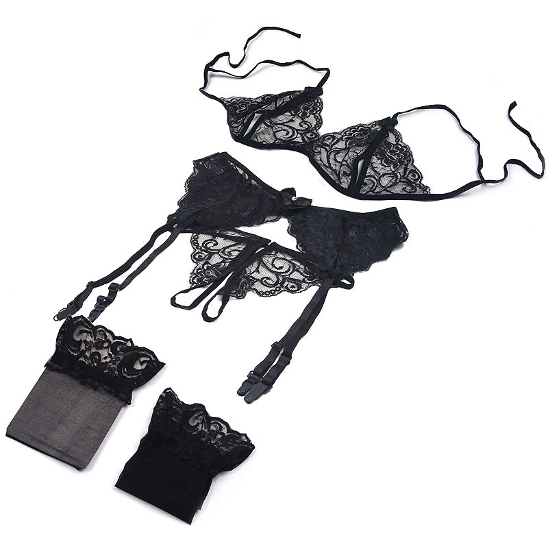 Sheer Mesh Bra - 1 Set Pakaian Dalam Wanita Berenda,
