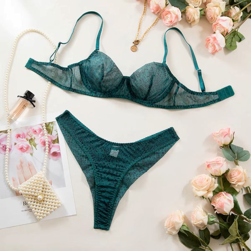 2pcs/Set Lingerie Wanita Ultra - Sheer Mesh Bra ulasan dan harga